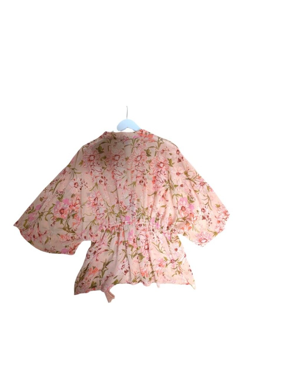 Floral Kimono Cardigan With Tassel Tie Waist By David & Young Lightweight Pink C - Picture 11 of 11